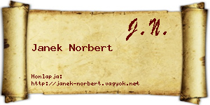 Janek Norbert névjegykártya